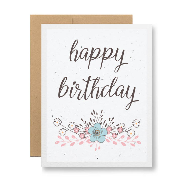 Happy Birthday Floral- Plantable Seed Paper Greeting Card