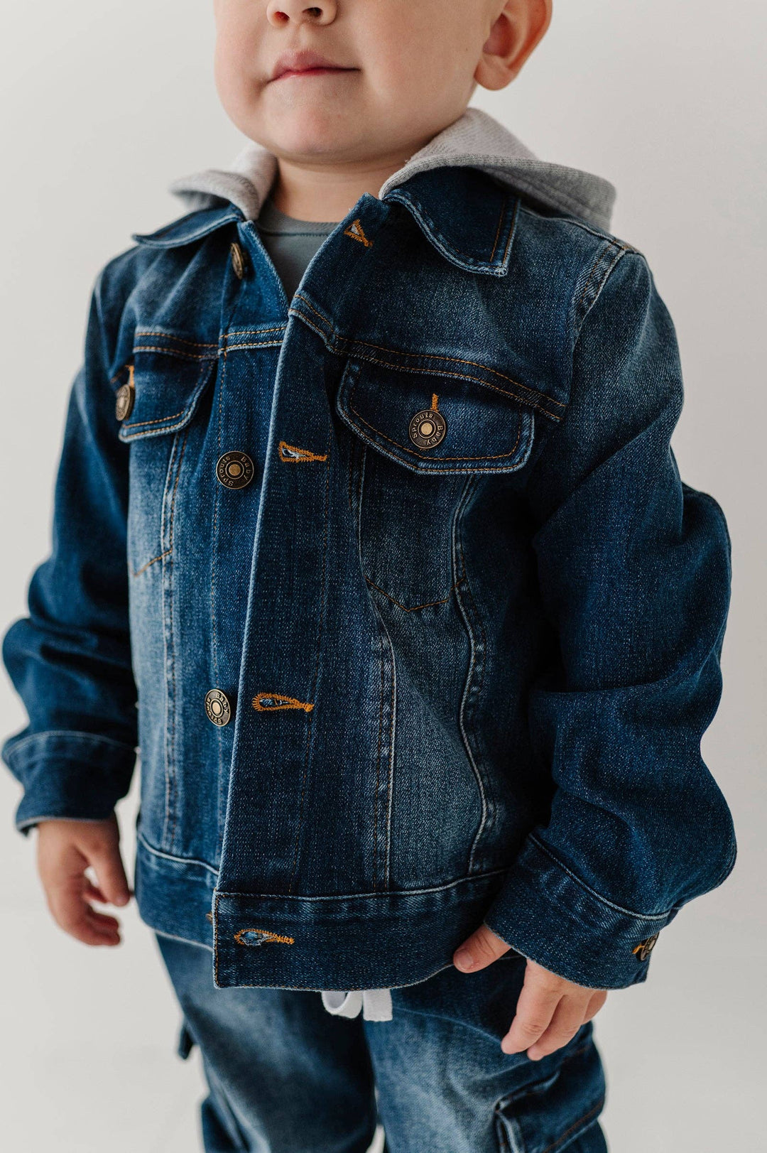 Hooded Denim Jacket - Dark Blue