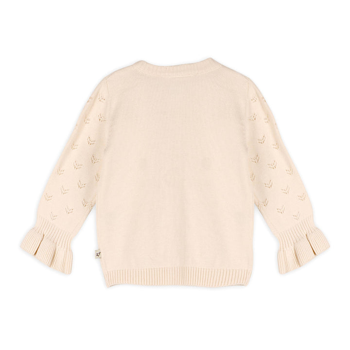 Pointelle Knit Ruffle Cardigan