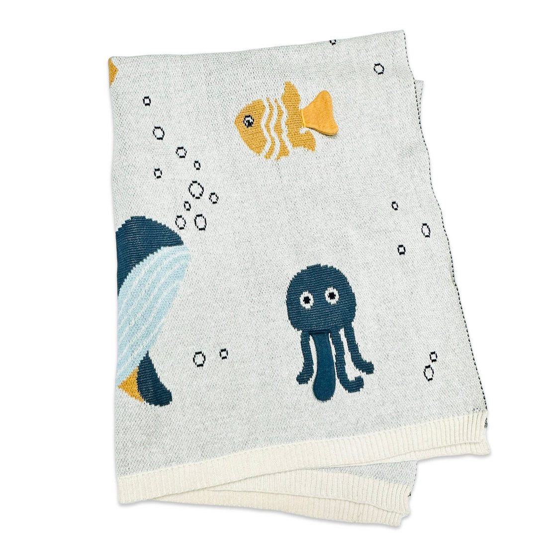 Ocean Life Organic Knit Baby Blanket