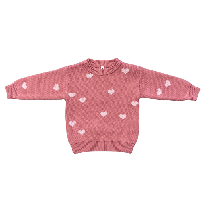 Knit Sweater - Pink Hearts