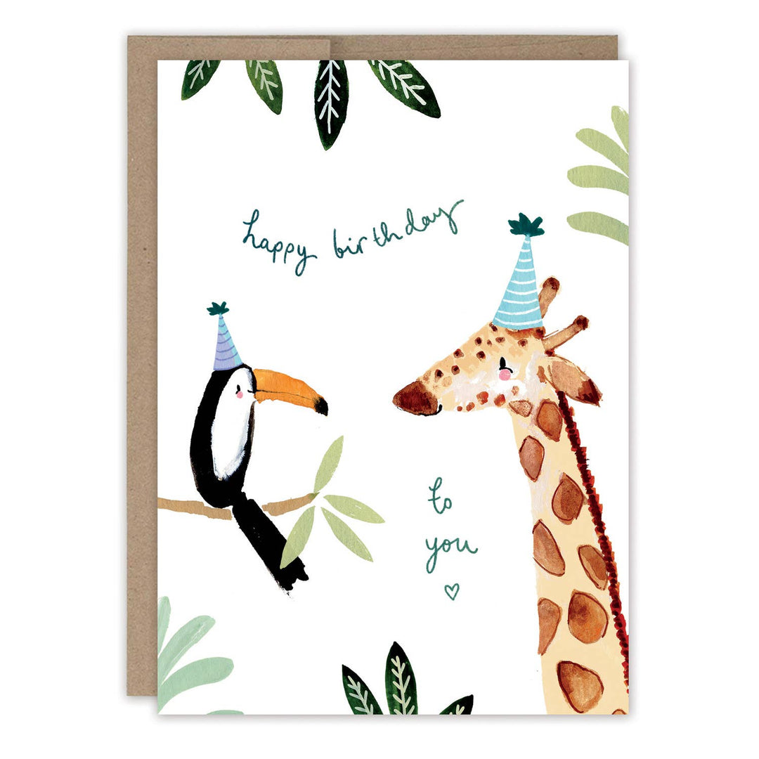 Toucan And Giraffe Birthday Card