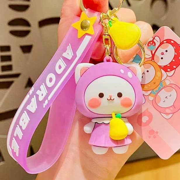 Fruit Cat Key Charm w/ Wristlet