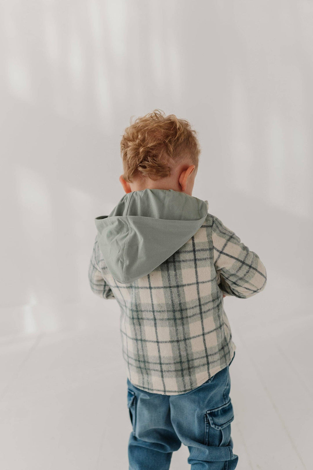 Hooded Shacket - Mint Plaid