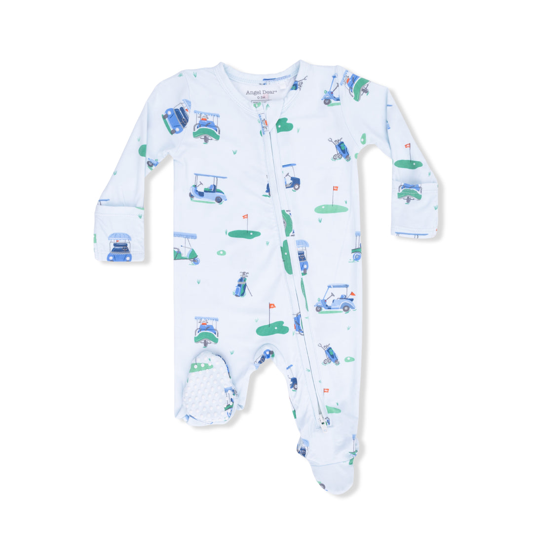 Vintage Golf Carts Blue - 2 Way Zipper Footie