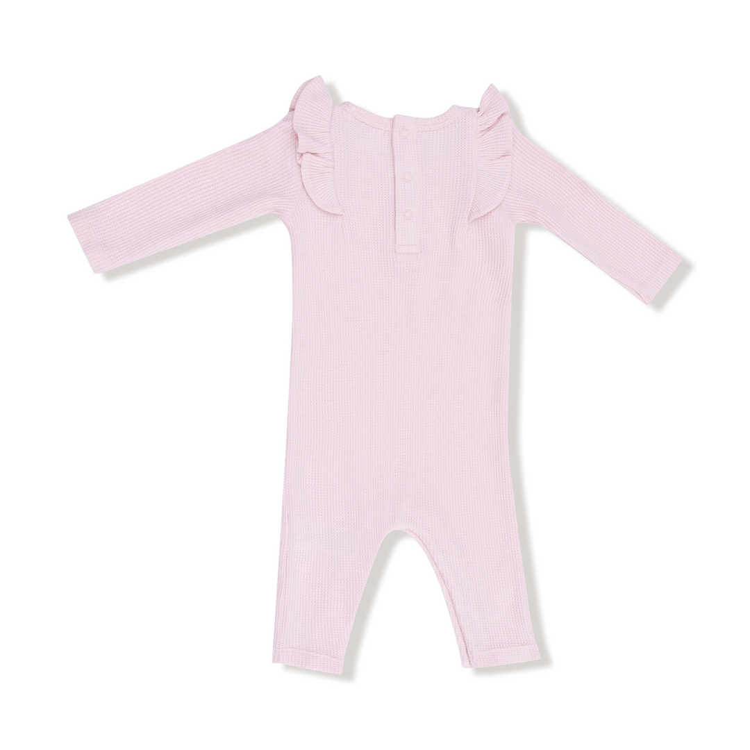 Veiled Pink Ruffle Romper