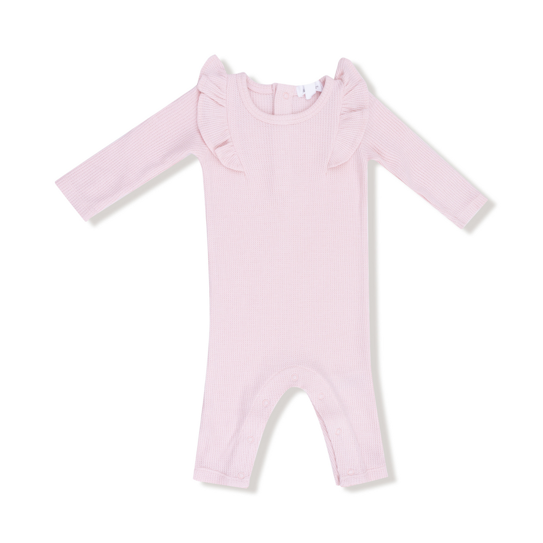 Veiled Pink Ruffle Romper