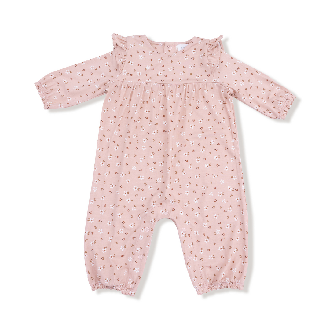 Carrie Floral Pink - Bamboo - Ruffle Sleeve Romper