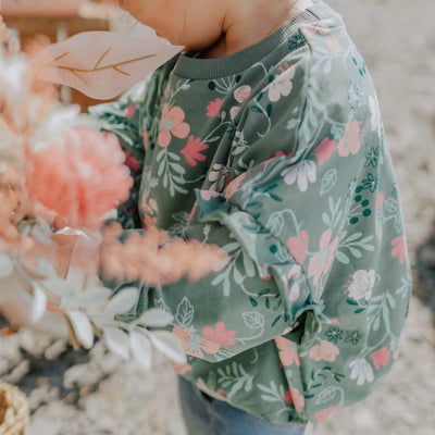 Green Floral Loose Fit Pullover