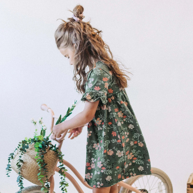 Floral Green Flared Dress