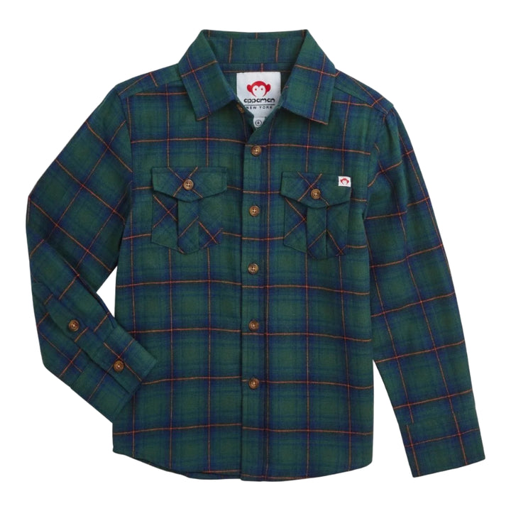 Flannel Button Up - Green/Blue