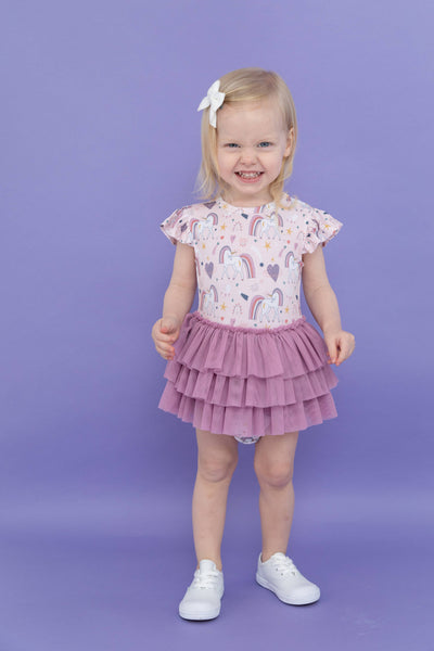 Baby Tutu Twirl Bodysuit - Rainbow Unicorn Summer