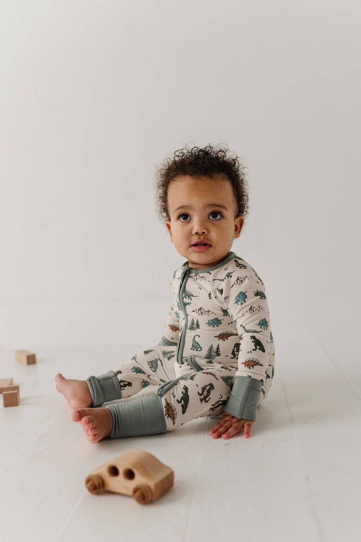 Long Sleeve Zip Romper - Dino Land