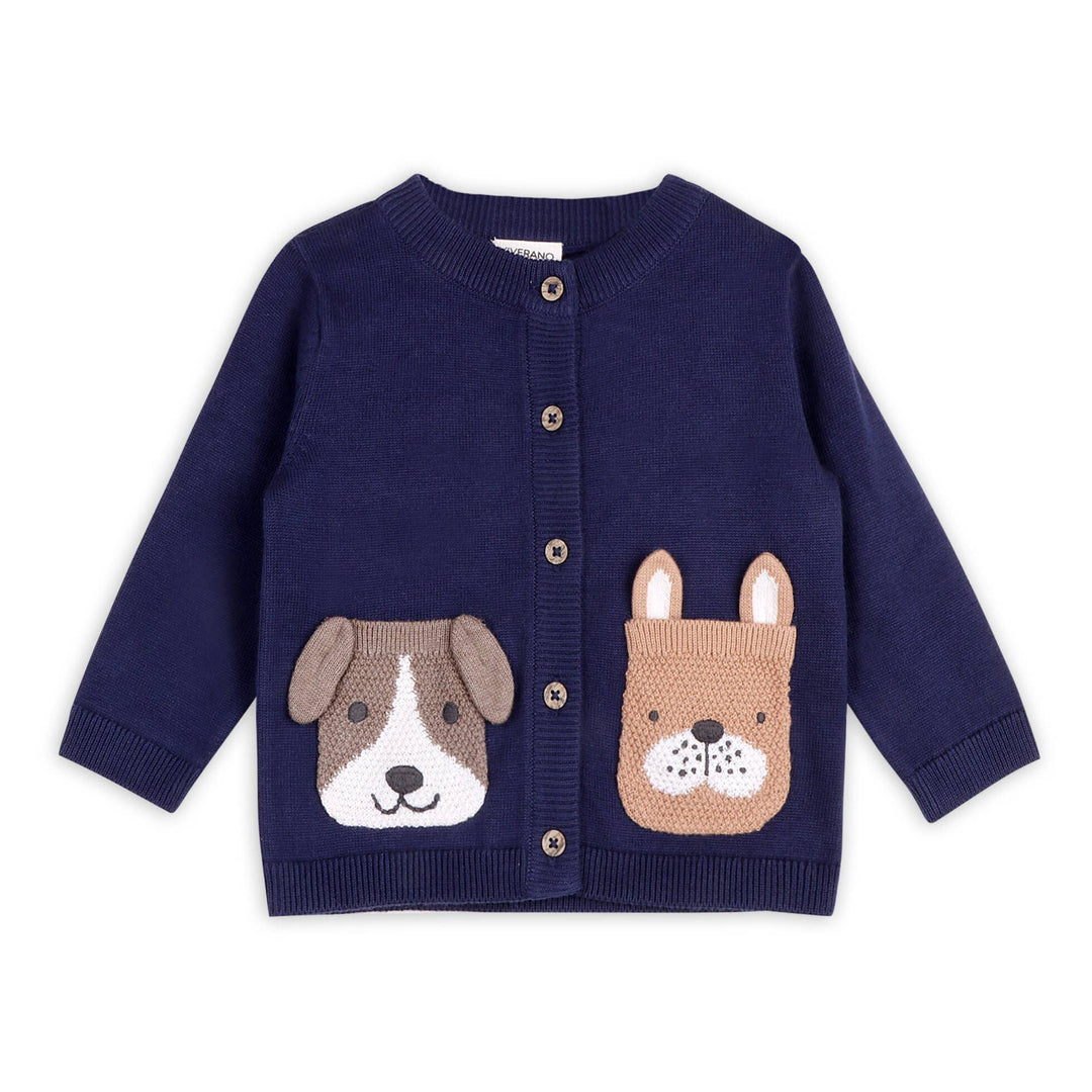 Embroidered Knit Cardigan - Dog Pocket