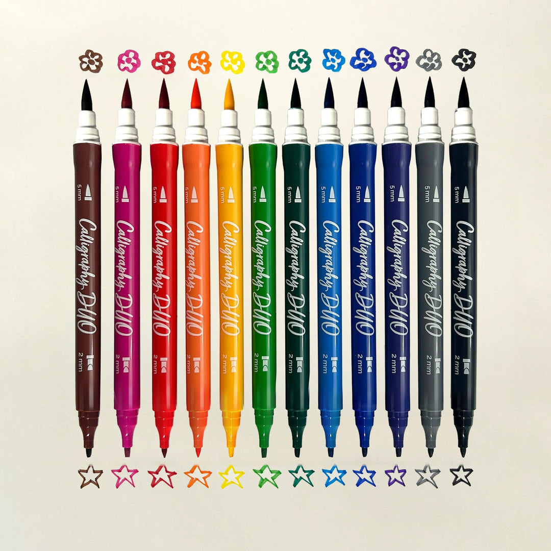 Calligraphy Double-Ended Markers - Set of 12