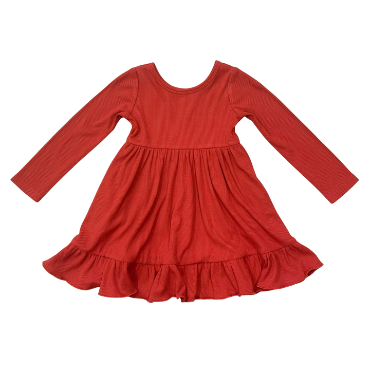 Ribbed Ballet Dress - Berry Red