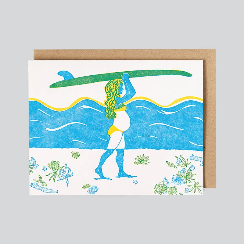 Surfer Mama Pregnant Card