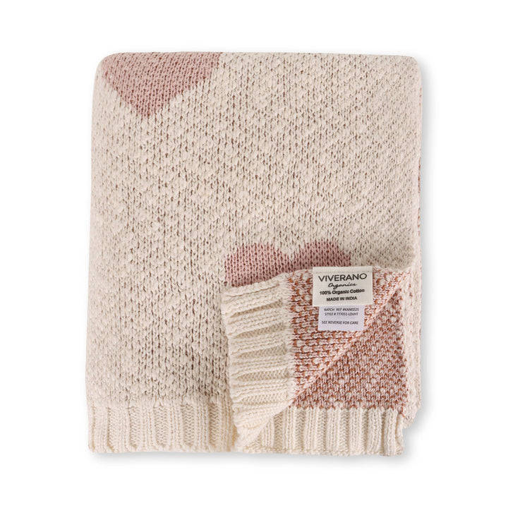 Loving Hearts Organic Jacquard Knit Baby Blanket