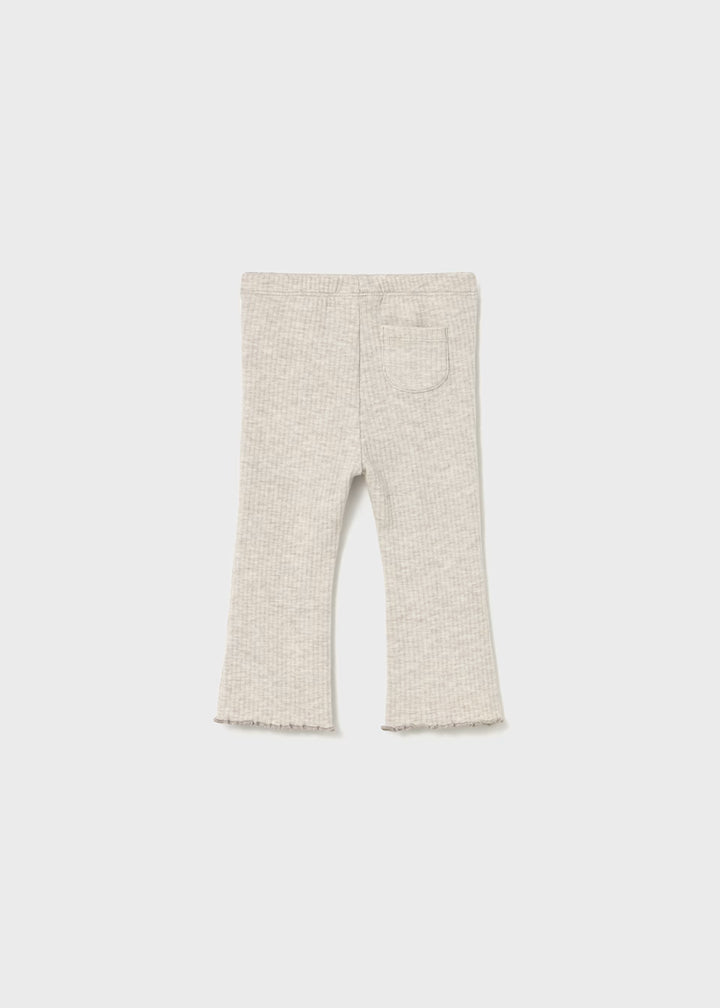 Beige Ribbed Flare Leggings