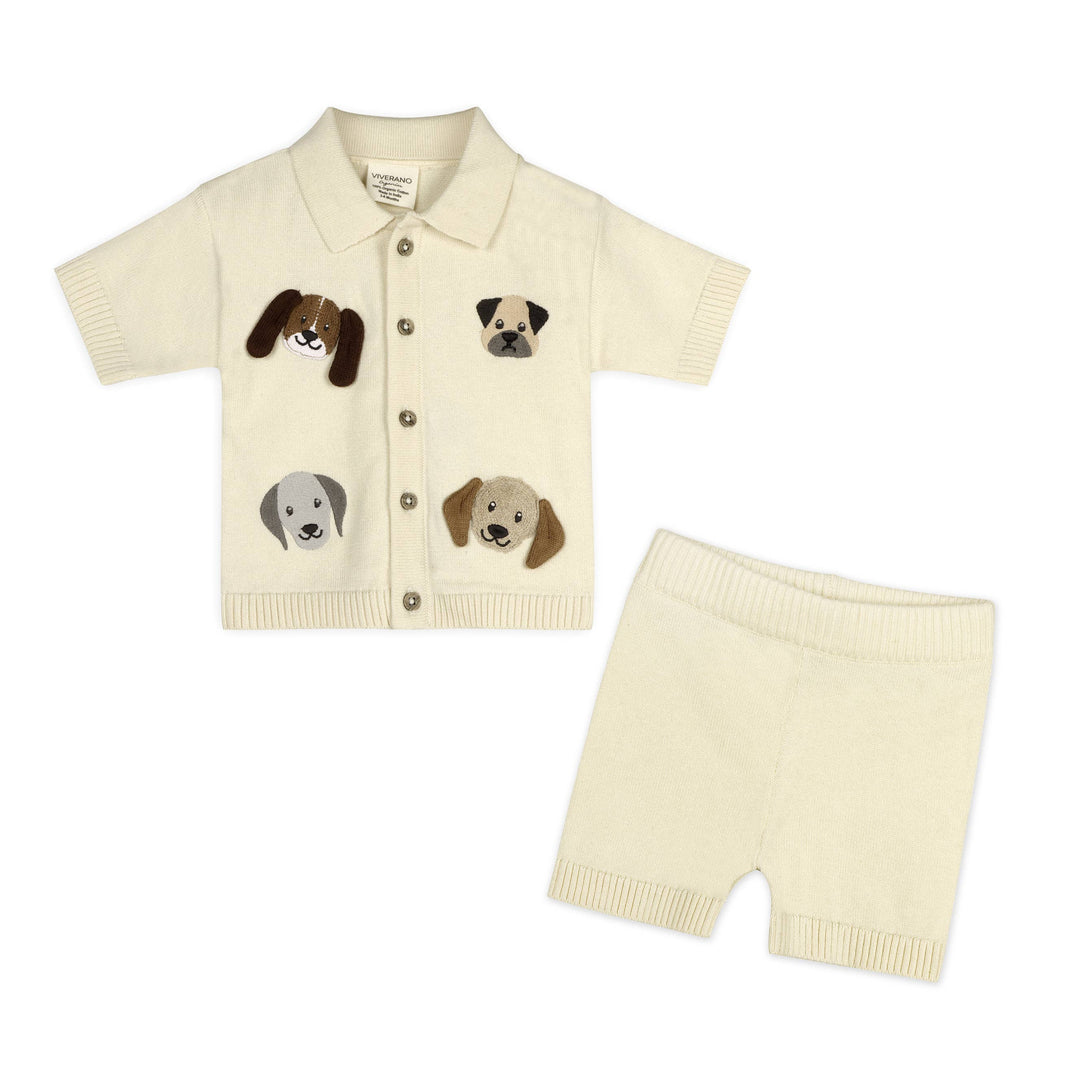 Doggy Embroidered Shirt & Shorts Set