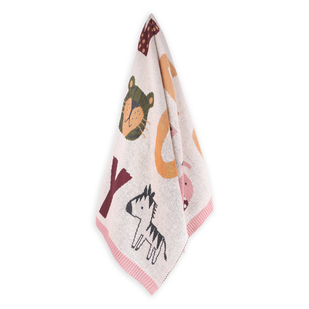 Organic Jacquard Knit Baby Blanket - pink