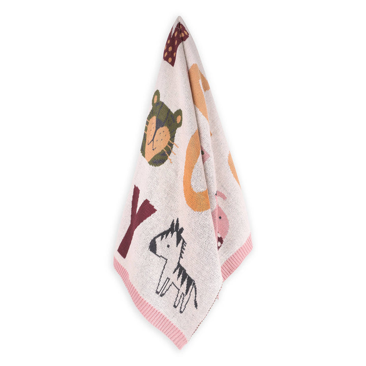 Organic Jacquard Knit Baby Blanket - pink