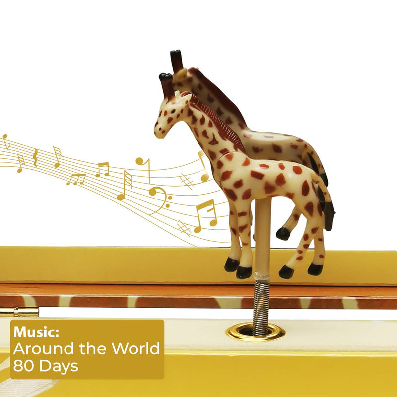 Giraffe Music Box with Pull Out Drawers & Mirror