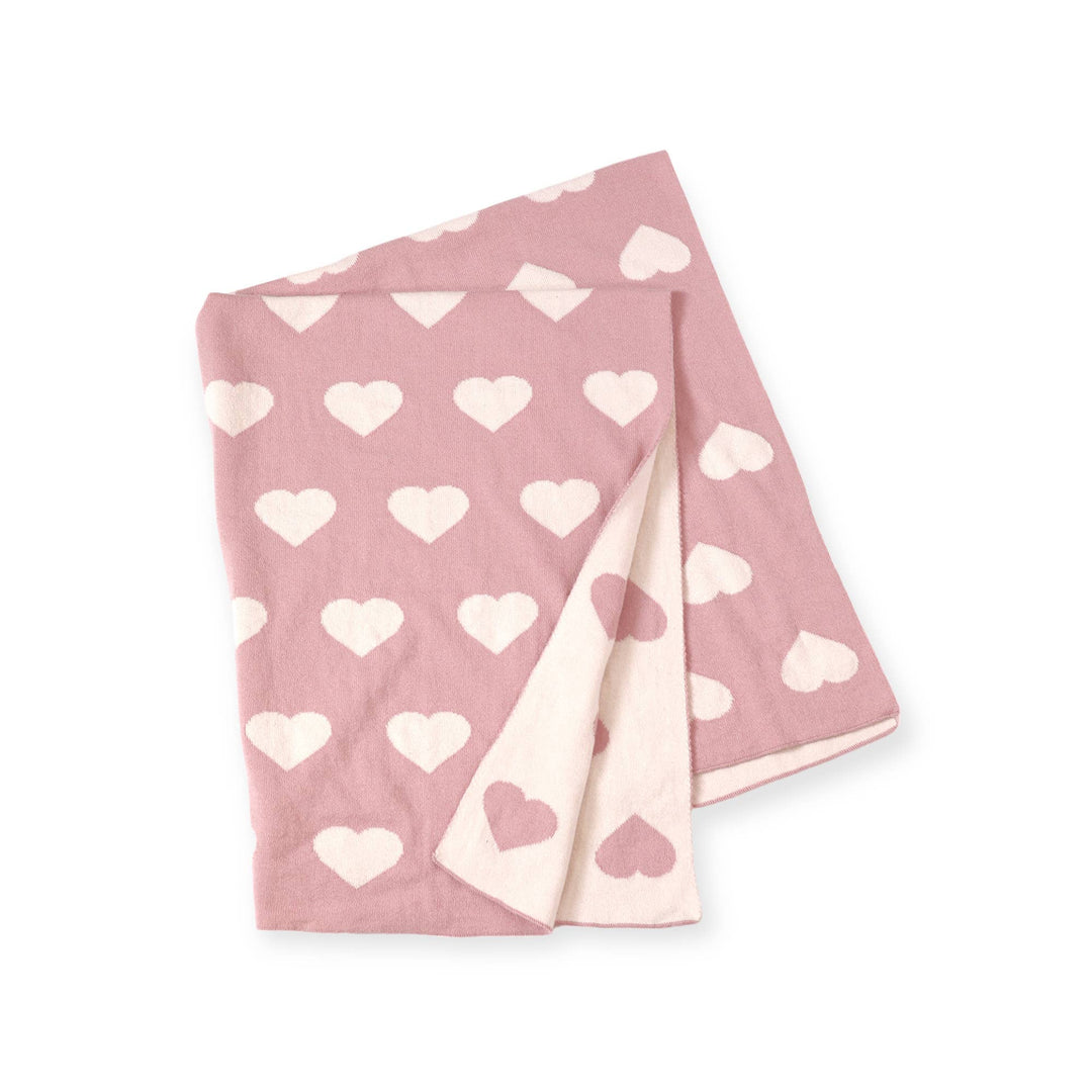 Hearts Reversible Knit Baby Blanket