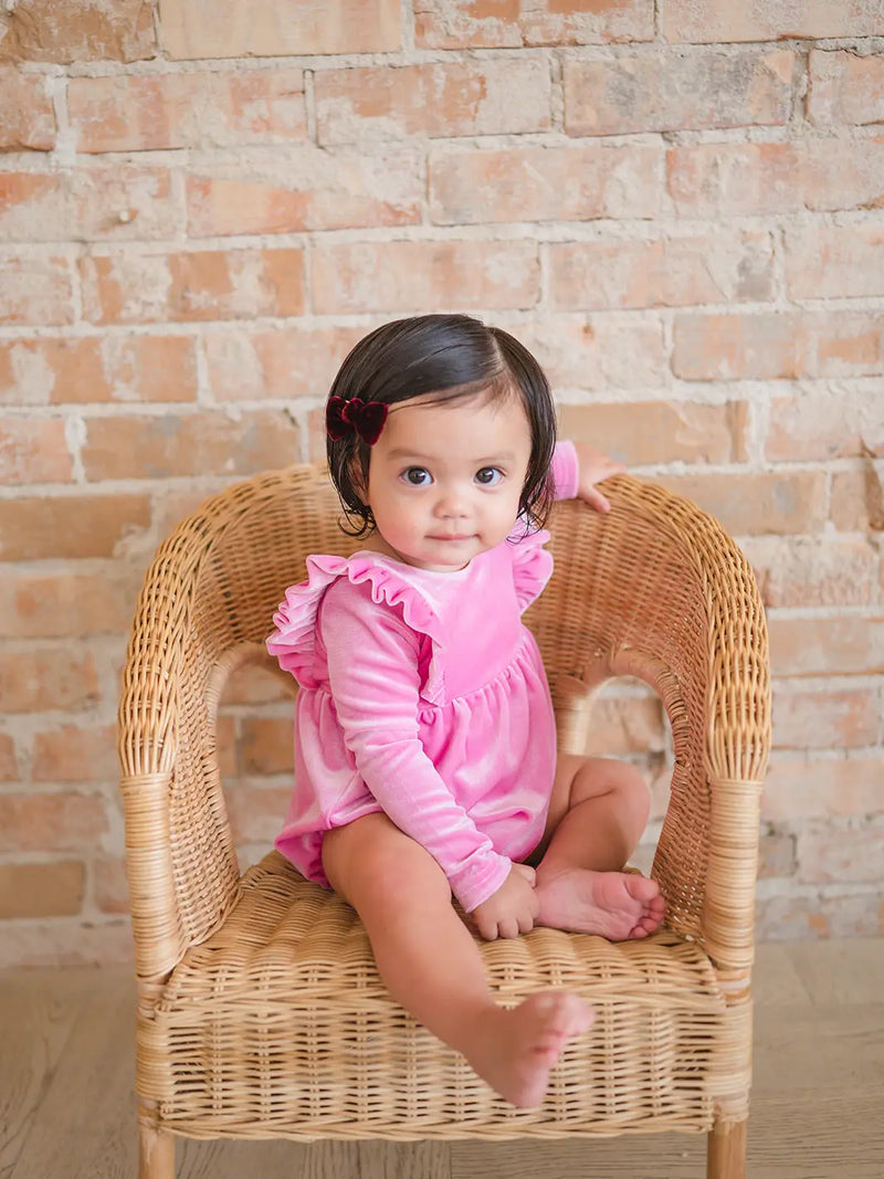 Leah Romper - Baby Pink Velvet