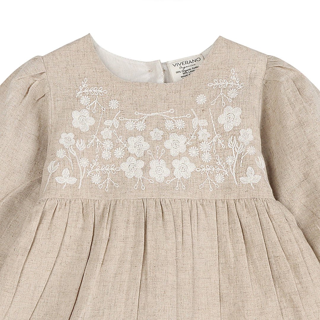 Lydia Linen Embroidered Dress & Bloomer Set