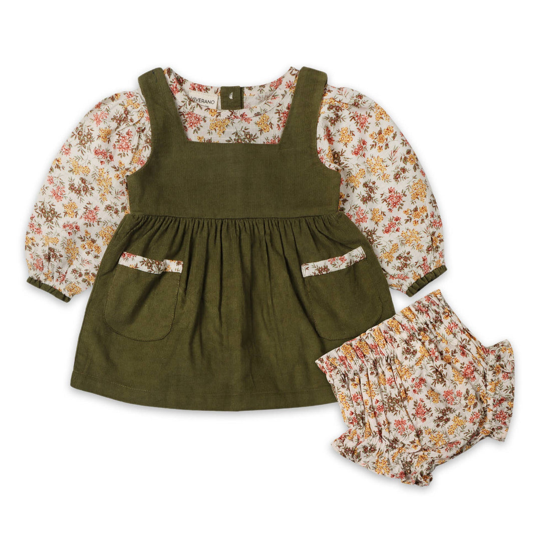 Lilith Floral Pinafore Dress & Bloomer
