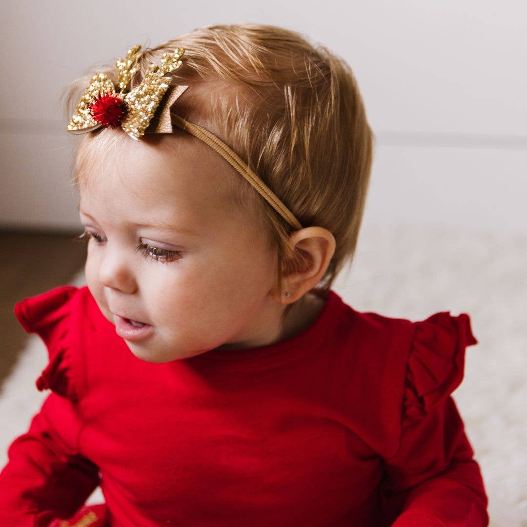 Gold Reindeer Christmas Baby Headband