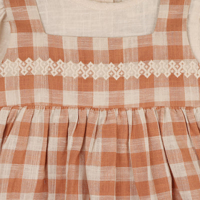 Pinafore Gingham Dress with Slub Shirt & & Bloomer (Organic)