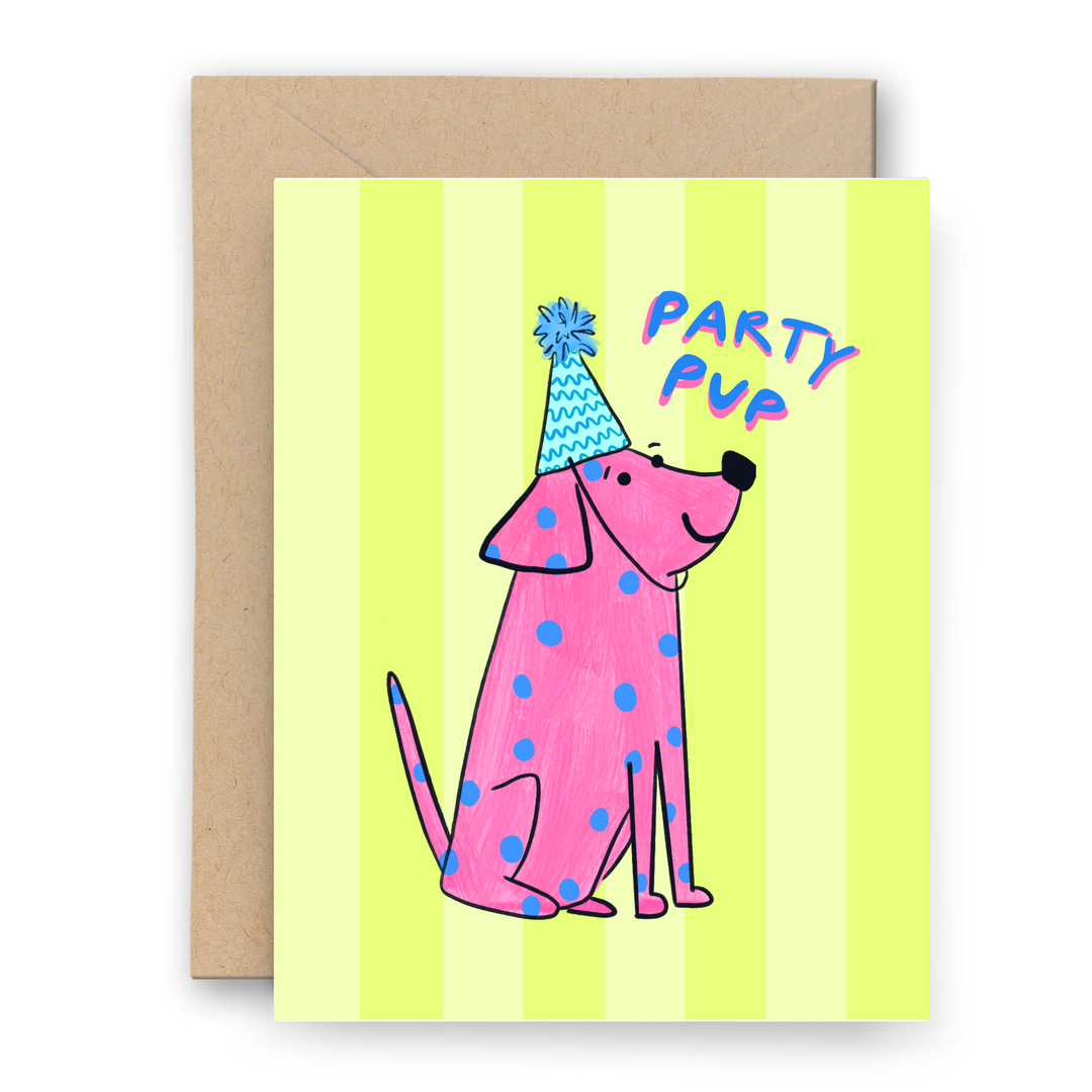 Pink Party Pup Card