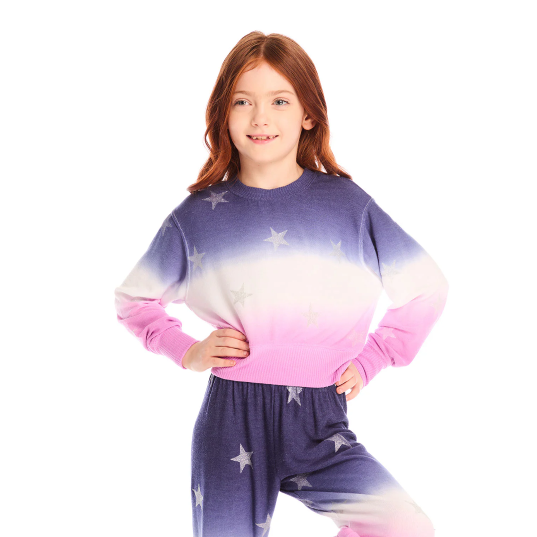 Glitter Stars Ombre Tie Dye Long Sleeve