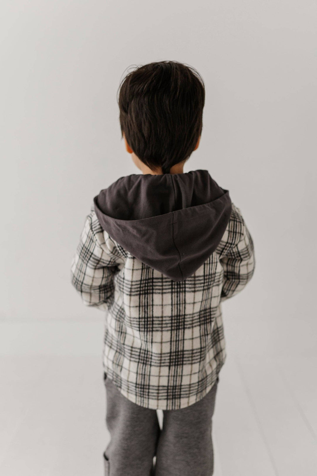 Hooded Shacket - Granite Plaid