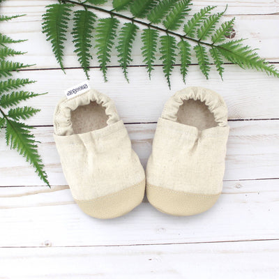 Tan Linen Baby Shoes