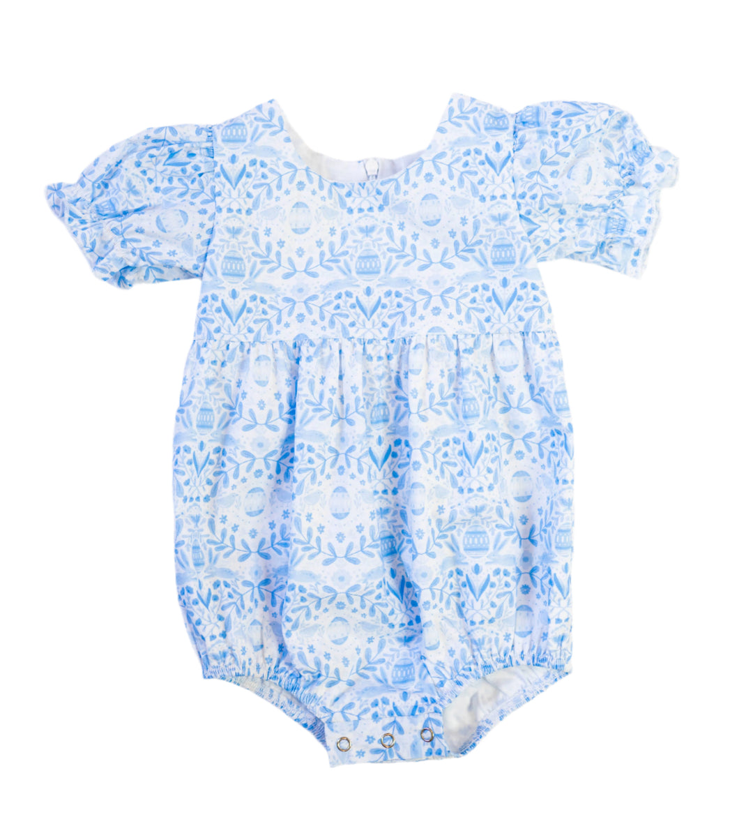 Quinn Poplin Romper - Blue Bunnies