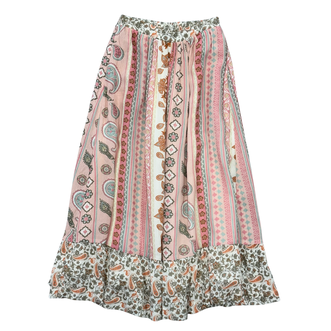 Ruffle Bottom Maxi Skirt - Willow Paisley
