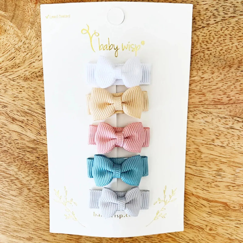5 Tiny Tuxedo Bow Toddler Barrettes - Figment