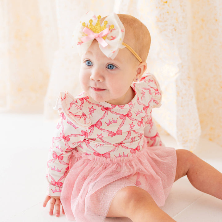 Princess Crown Tulle Bow Baby Headband