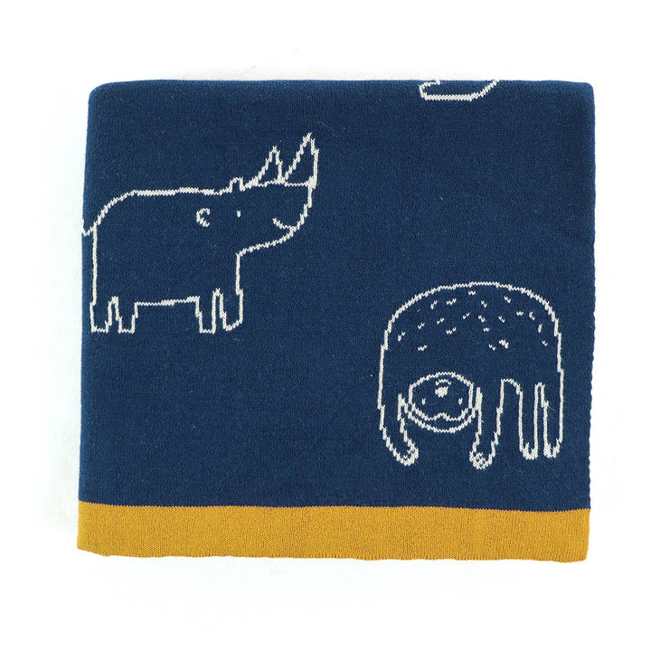 Reversible Knit Baby Blanket - Animal Friends