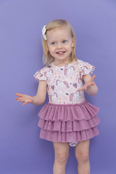 Baby Tutu Twirl Bodysuit - Rainbow Unicorn Summer