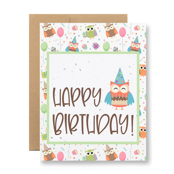 Happy Birthday Owls - Plantable Seed Paper Greeting Card