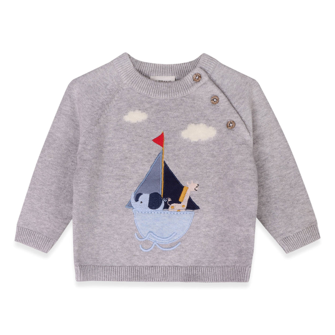 Applique Knit Pullover - Sailboat