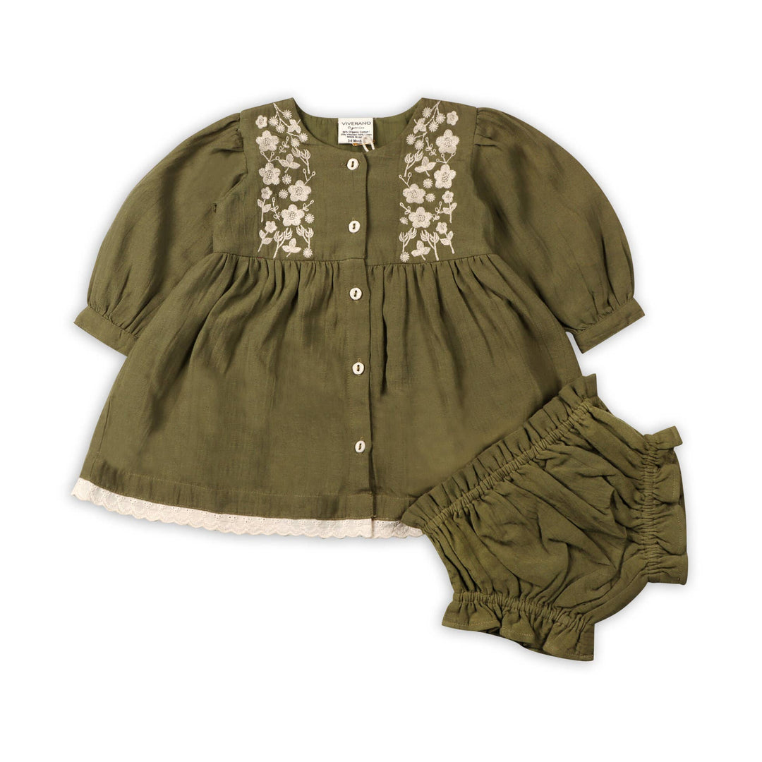 Hazel Embroidered Dress & Bloomer Set