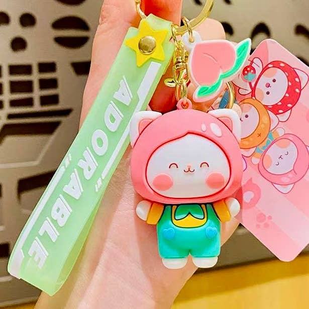 Fruit Cat Key Charm w/ Wristlet