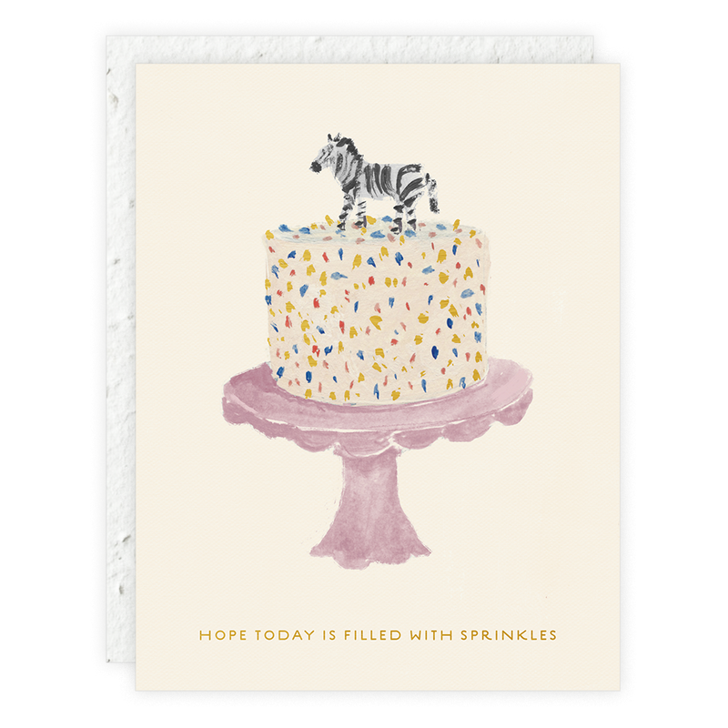 Seedlings - Zebra Cake -Birthday Card