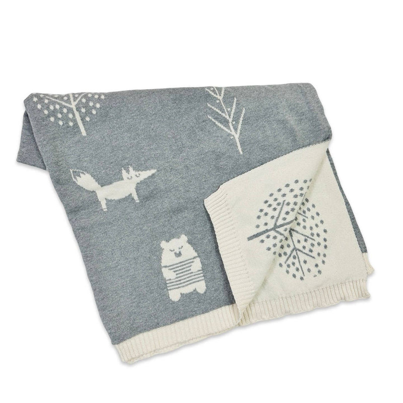 Into The Woods - Organic Cotton Knit Reversible Baby Blanket