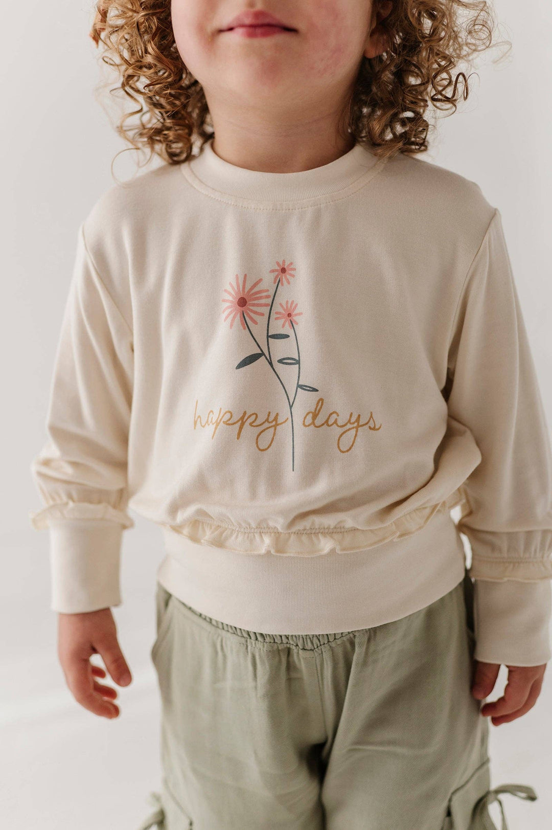Ruffle Hem Sweatshirt - Happy Days
